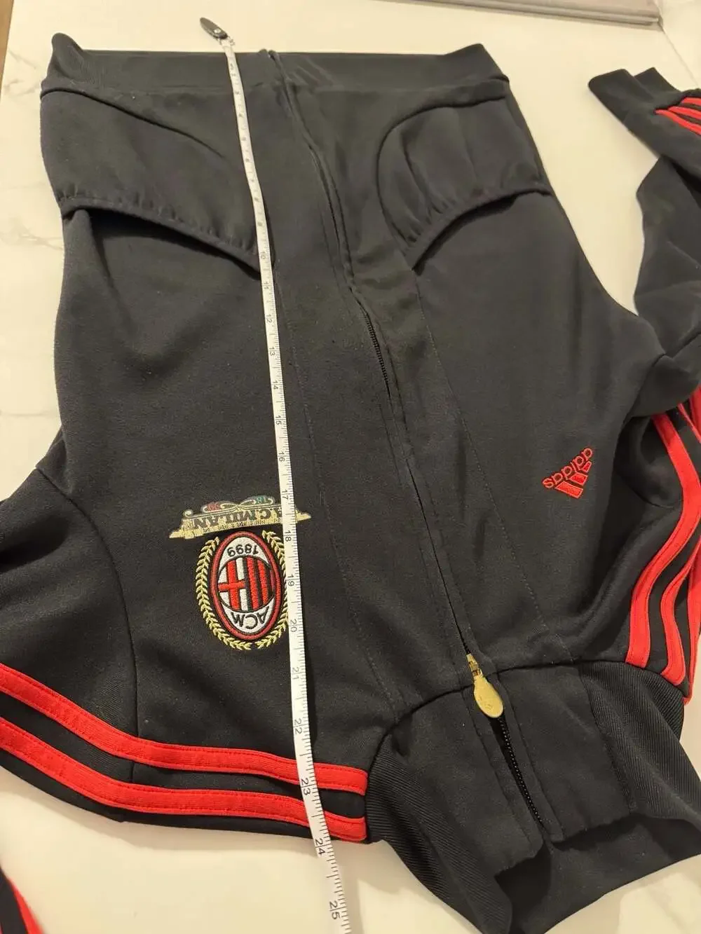Adidas AC Milan Track Jacket Black Red Stripe Soccer Size Small